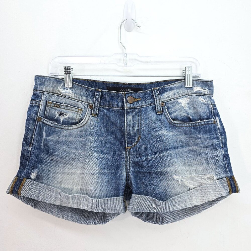 Joe's Jeans Distressed Cuffed High Rise Denim Jean Shorts Women's Size 27